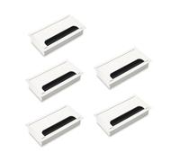 Emuca - Lot de 5 Passe-câbles pour tables Quadrum, rectangulaires, 160x80mm, à encastrer, Aluminium, Peint en blanc