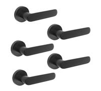 Emuca Lot de 5 poignées Bunbury pour portes intérieures, avec rosace D.50mm, Aluminium, Noir