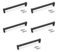 Emuca - Lot de 5 poignées pour meubles, L173mm, entraxe 160mm, Aluminium, Peint en noir