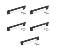 Emuca - Lot de 5 poignées pour meubles, L189mm, entraxe 160mm, Aluminium, Peint en noir