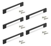 Lot de 5 poignées pour meubles Montréal, L160mm, entraxe 128mm, Zamak, Peint en noir
