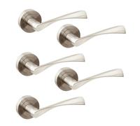 Emuca Lot de 5 poignées twist pour portes intérieures, avec rosace D.50mm, Aluminium, Nickel satiné