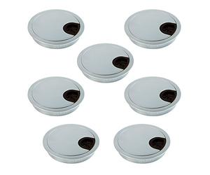 Emuca Lot de 7 Passe-câbles Ronds Encastrables Diamètre 80mm pour Bureau en Zamac Chromé Mat
