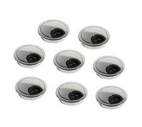 Emuca Lot de 8 Passe-câbles Ronds Encastrables Diamètre 60mm pour Bureau en Zamac Chromé