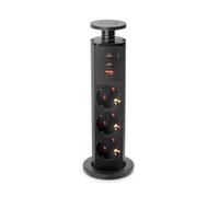 Emuca - Multiconnecteur élevable, 3 Prises Schuko, 1 USB A + 2 C, Noir