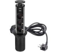 Multiprise encastrable - diamètre 60 mm - 3 prises + 2 connecteurs USB - noir - Vertikal EMUCA