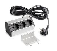 Emuca - Multiconnecteur en saillie pour Les Meubles, 3 Prise EU-Schuko, Anodisé Mat, Plastique et Aluminium