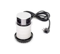 Emuca Multiconnecteur Vertikal Push Ø100 mm 3 prises Schuko, USB-A, USB-C Acier/Plastique Blanc