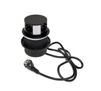 Emuca - Multiconnecteur Vertikal Push diamètre 100mm, 3 Prises de Type Schuko, 1 USB Type A, 1 USB Type C, Acier et Plastique, Peint en Noir