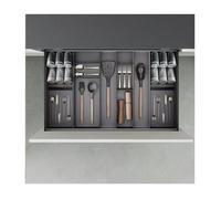 Emuca Orderbox Rangement de tiroir, 150x470mm, Acier et Bois, Gris antracite