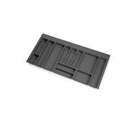 Emuca - Organisateur de Couverts, organiseur de tiroir de cuisine, range-couverts, 12 compartiments, module 100cm, plastique, gris anthracite