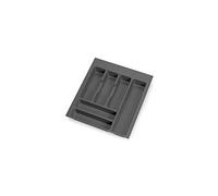 Emuca - Organisateur de Couverts, organiseur de tiroir de cuisine, range-couverts 386x482mm, 6 compartiments, module 45cm, plastique, gris anthracite