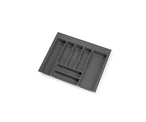 Emuca - Organisateur de Couverts, organiseur de tiroir de cuisine, range-couverts 536x482mm, 7 compartiments, module 60cm, plastique, gris anthracite