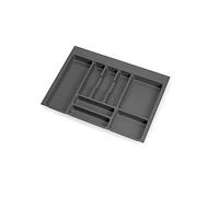 Emuca Organisateur de couverts Optima 636x482 mm 8 compartiments plastique gris anthracite