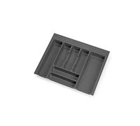 Emuca - Organisateur de Couverts, organiseur de tiroir de cuisine, range-couverts, 7 compartiments, module 60cm, plastique, gris anthracite