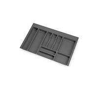 Emuca - Organisateur de Couverts, organiseur de tiroir de cuisine, range-couverts, 9 compartiments, module 80cm, plastique, gris anthracite