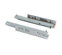 Emuca Paire de coulisses invisibles pour tiroirs, à roulettes, 250 mm, sortie totale, fermeture amortie, Zingué