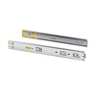 Emuca - Paire de coulisses pour tiroirs 45x300mm, glissières à billes sortie totale avec système push et fermeture amortie, Zingué, Lot de 5