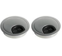 Emuca Passe-câble Rond Encastrable Diamètre 6,8 cm pour Bureau en Zamac Chromé Mat (Lot de 2)