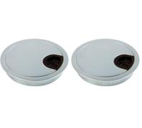 Emuca Passe-câble Rond Encastrable Diamètre 80mm pour Bureau en Zamac Chromé Mat 5022564 (Lot de 2)
