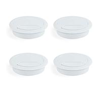 Emuca - Passe-câbles Rond encastrable de Ø80mm pour Table de Bureau, Plastique, Blanc, Lot de 4