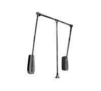 Emuca - Penderie rabattable pour armoire Hang mural, Barre de penderie escamotable, tringle relevable, largeur réglable 600-830mmmm, Noir, Acier et Plastique, 1 u