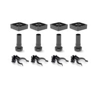 Emuca - Pieds pour Meubles, Pied de Meuble en Plastique Noir avec Accessoires, Lot de 4 Pieds réglables de Hauteur 120mm