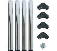 Emuca – Pieds de table réglables Ø60×830 mm, set de 4 en acier, réglage 830–850 mm, niquel satiné