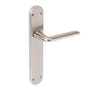 Emuca - Poignée de porte intérieur, ensemble de poignées de porte avec plaque 43x250 mm, Aluminium et zamak, Nickel satiné.