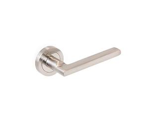 Emuca - Poignée de porte intérieur, ensemble de poignées de porte avec rosace D.50 mm, Aluminium et zamak, Nickel satiné.