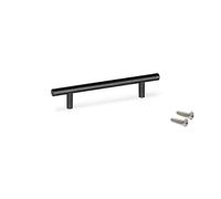 Emuca - Poignée pour meuble, entraxe 192 mm, L 256mm, Acier inoxydable creux, Peint en noir, 10 ut.