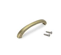 Emuca - Poignée pour Meuble, Poignée pour tiroir, Entraxe 96mm, Zamak, Or ancien, Set de 25