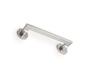 Emuca - Poignées de porte à pousser avec rosace diamètre 50mm, Poignée de porte coulissante, design droit, Aluminium, Nickel satiné, 4 pcs.