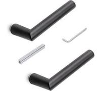 Emuca Poignées pour serrures de portes de verre pour intérieur, Modèle en L-R, Aluminium, Noir Peint en noir G