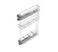 Emuca Porte-bouteilles extractible SupraMax - fermeture amortie, gauche, 3 plateaux, 150mm, chromé