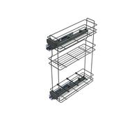 Emuca - Porte-Bouteilles extractible avec Fermeture à amortie, Gauche, 3 Plateaux, Module 800x200mm, Acier, Gris Anthracite