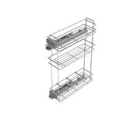 Emuca Porte-bouteilles extractible SupraMax 3 plateaux gauche 200 mm acier chromé fermeture amortie