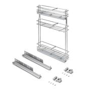 Emuca porte-bouteilles extractible SupraMax avec fermeture à amortie, gauche, 3 plateaux, module 150mm, Acier, Chromé