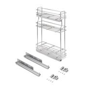 Emuca porte-bouteilles extractible SupraMax avec fermeture à amortie, gauche, 3 plateaux, module 200mm, Acier, Chromé