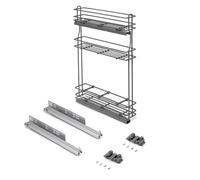 Emuca porte-bouteilles extractible TitaneMax avec fermeture à amortie, gauche, 3 plateaux, module 150mm, Acier, Gris Anthracite
