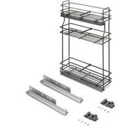 Emuca porte-bouteilles extractible TitaneMax avec fermeture à amortie, gauche, 3 plateaux, module 200mm, Acier, Gris Anthracite