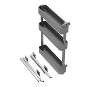 Emuca - Porte-Bouteilles latéral extractible Harmony avec Fermeture amortie, Hauteur 150x800mm, Acier et Bois, Gris Anthracite