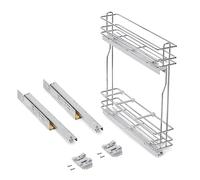 Emuca - Porte-bouteilles latéral extractible SupraMax avec fermeture amortie, Module 150mm, Chromé, Acier