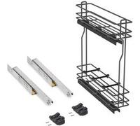 Emuca porte-bouteilles latéral extractible TitaneMax, avec fermeture amortie, module 150mm, acier, gris anthracite Gris anthracite G