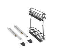 Emuca porte-bouteilles latéral extractible TitaneMax, avec fermeture amortie, module 150mm, acier, gris anthracite