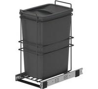 Emuca - Poubelle de recyclage pour cuisine, 35 L, fixation au fond et extraction manuelle, Plastique gris anthracite