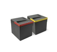 Emuca - Poubelles, Compartiments de Recyclage pour Base à Couper, Kit de 2 bacs Hauteur 216mm et capacité 12 litres -