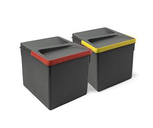 Emuca - Poubelles, Compartiments de Recyclage pour Base à Couper, Kit de 2 bacs Hauteur 216mm et capacité 12 litres