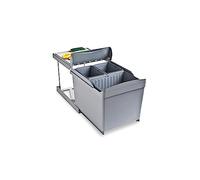 Poubelles de recyclage pour la cuisine - 1 x 16L + 2 x 7,5L - gris EMUCA
