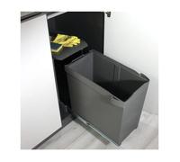 Emuca Poubelles de recyclage pour la cuisine, 1 x 30L, fixation inférieure et extraction automatique, Acier et Plastique, Gris